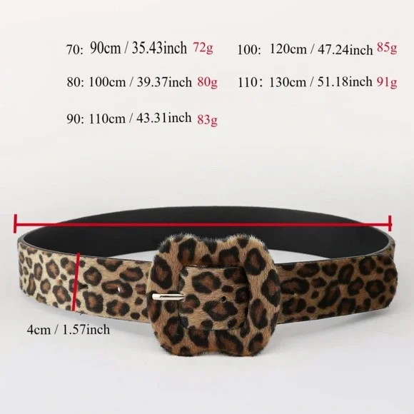 Fashion Colorblock Leopard Print Plush Belt Casual Waistband for Jeans - Picture 4 of 4
